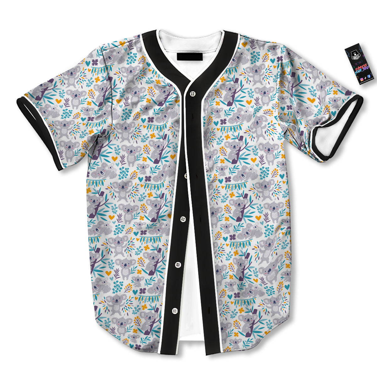 Koala Cartoon Print Pattern Baseball Jersey-grizzshop