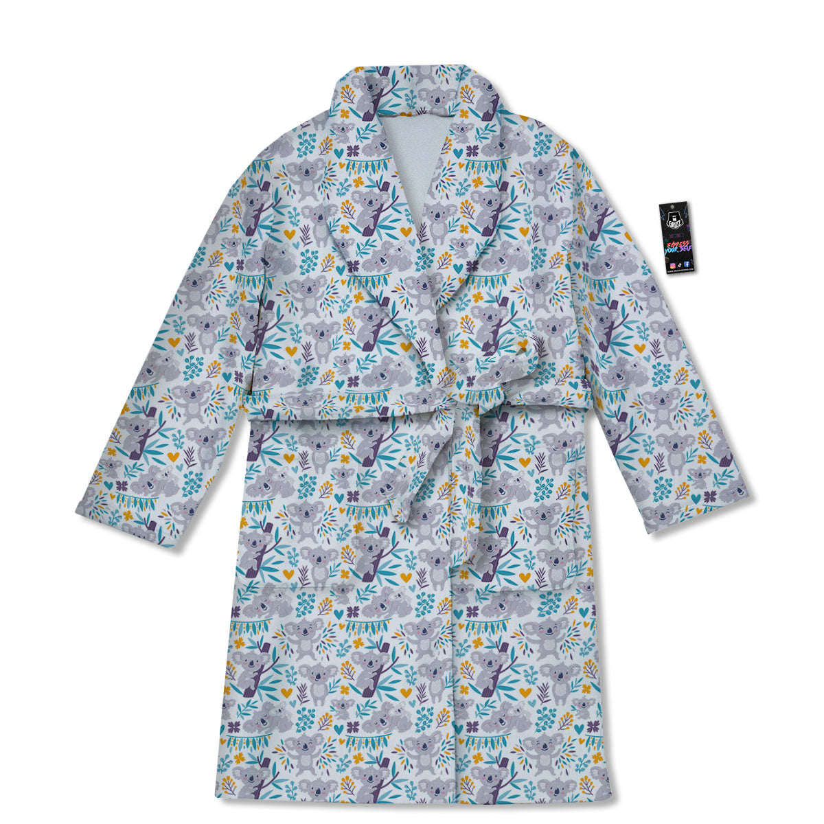 Koala Cartoon Print Pattern Bathrobe-grizzshop