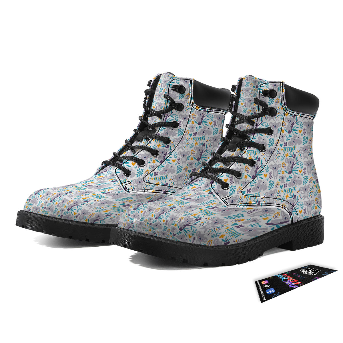 Koala Cartoon Print Pattern Boots-grizzshop