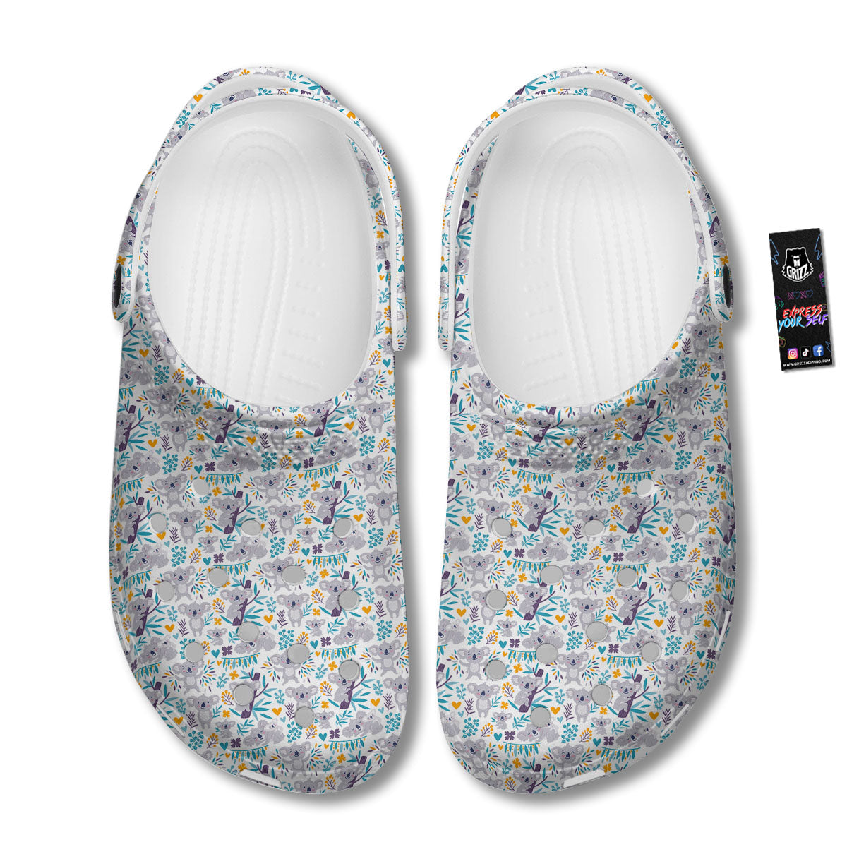 Koala Cartoon Print Pattern Clog-grizzshop