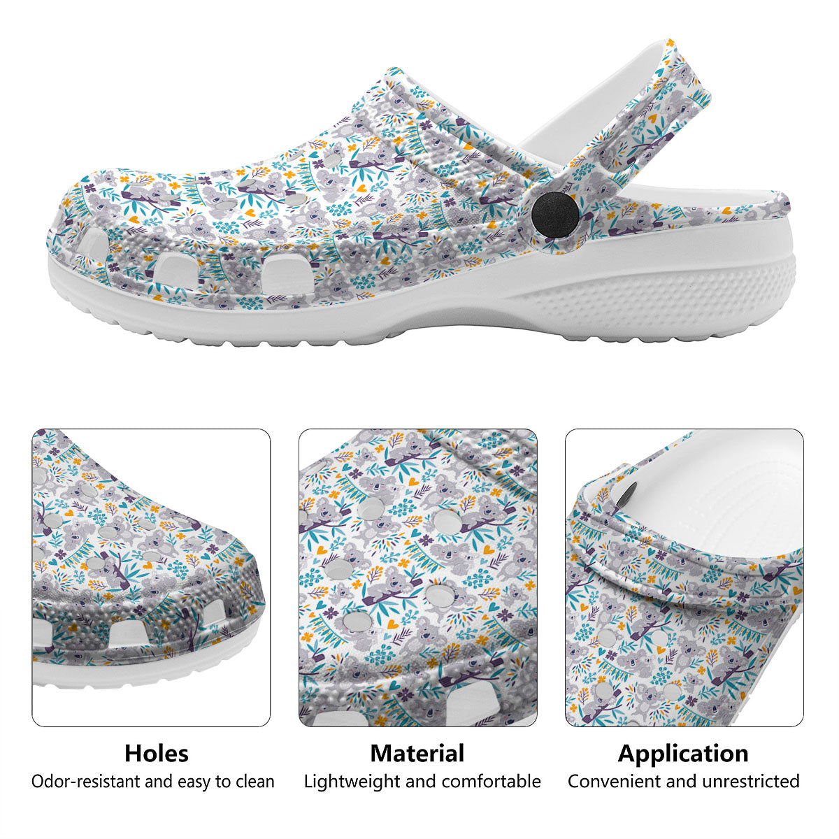 Koala Cartoon Print Pattern Clog-grizzshop
