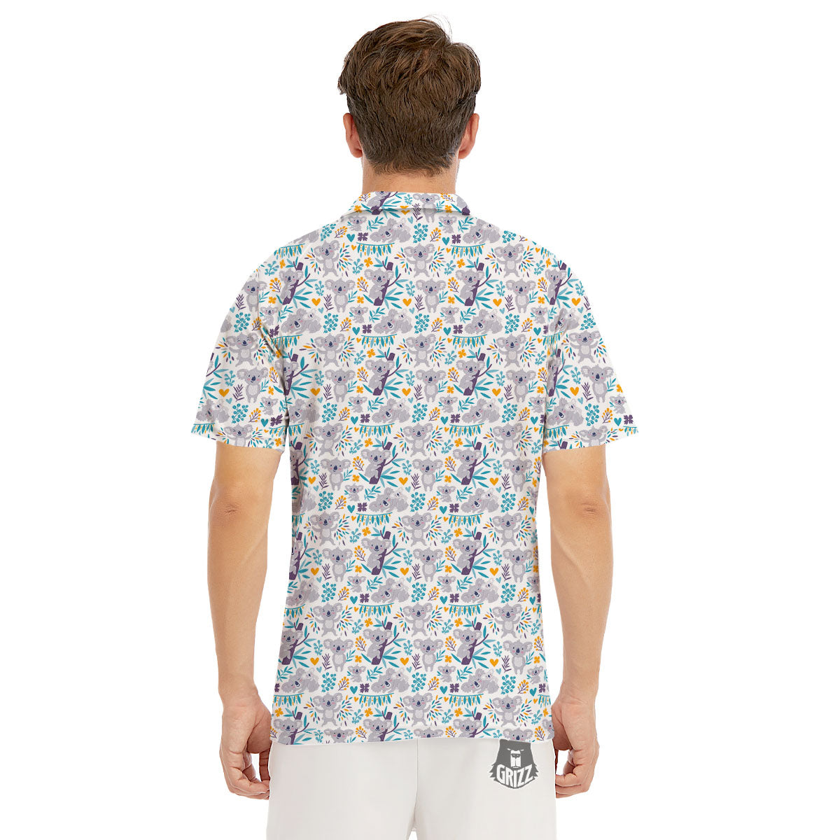 Koala Cartoon Print Pattern Men's Golf Shirts-grizzshop