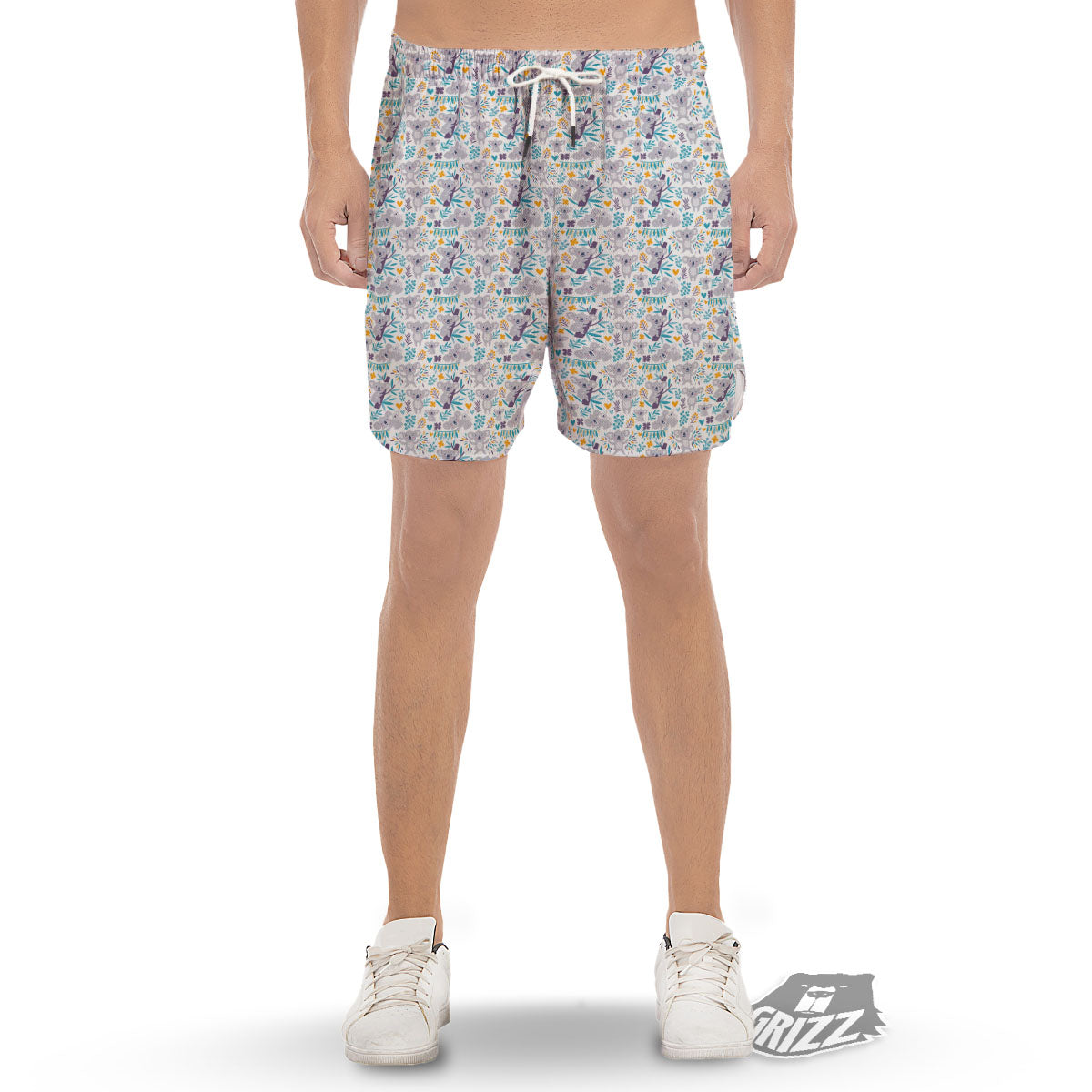 Koala Cartoon Print Pattern Men's Gym Shorts-grizzshop