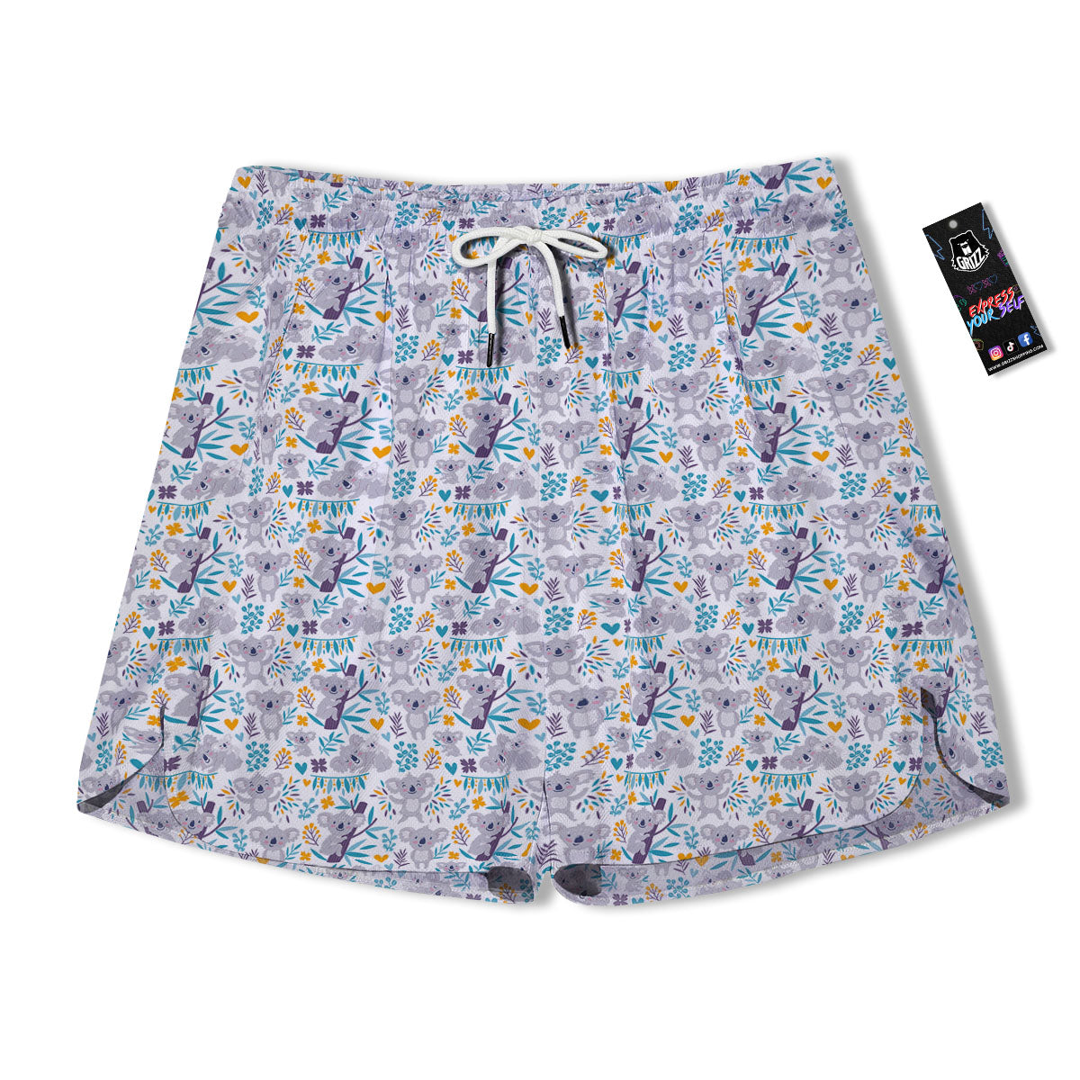Koala Cartoon Print Pattern Men's Running Shorts-grizzshop