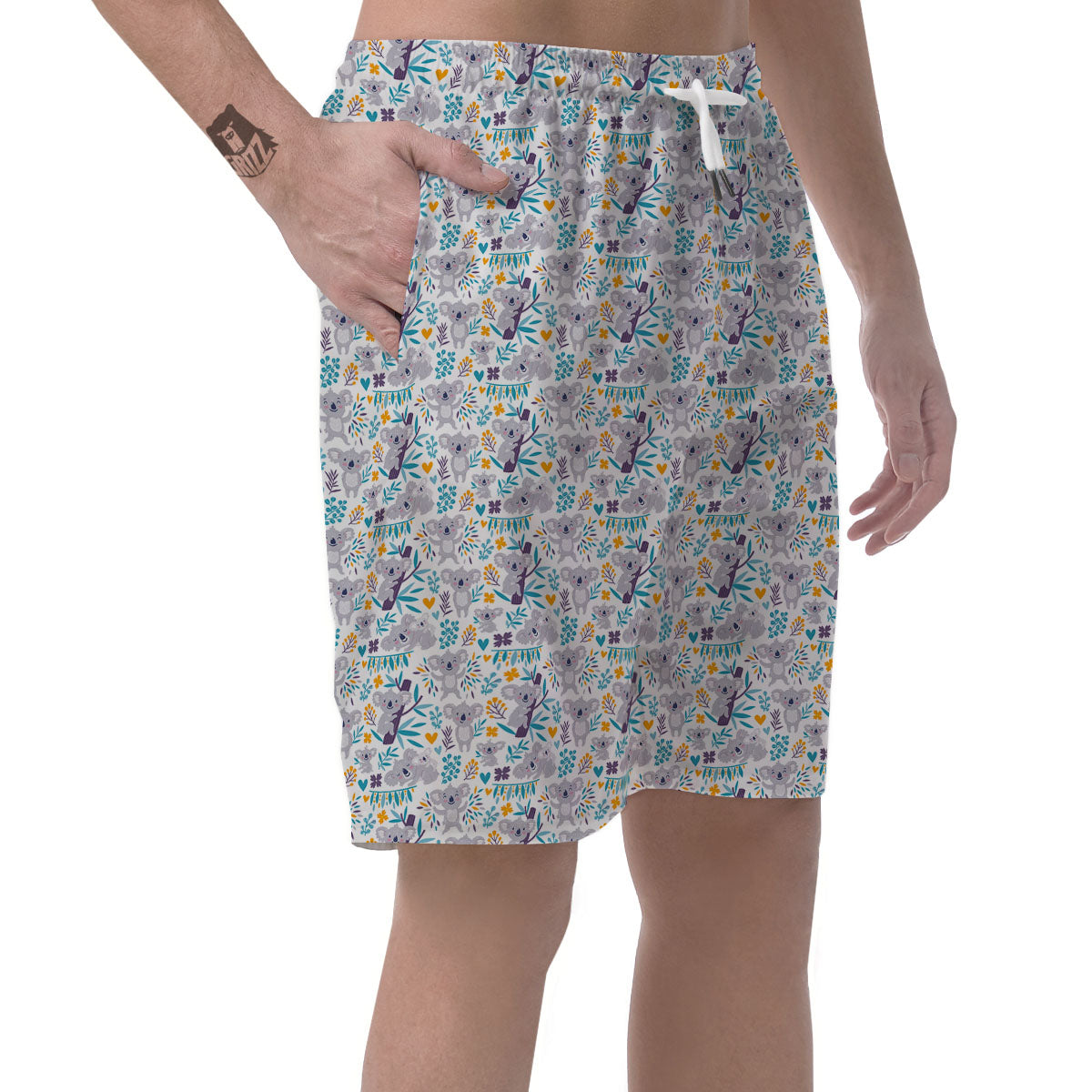 Koala Cartoon Print Pattern Men's Shorts-grizzshop