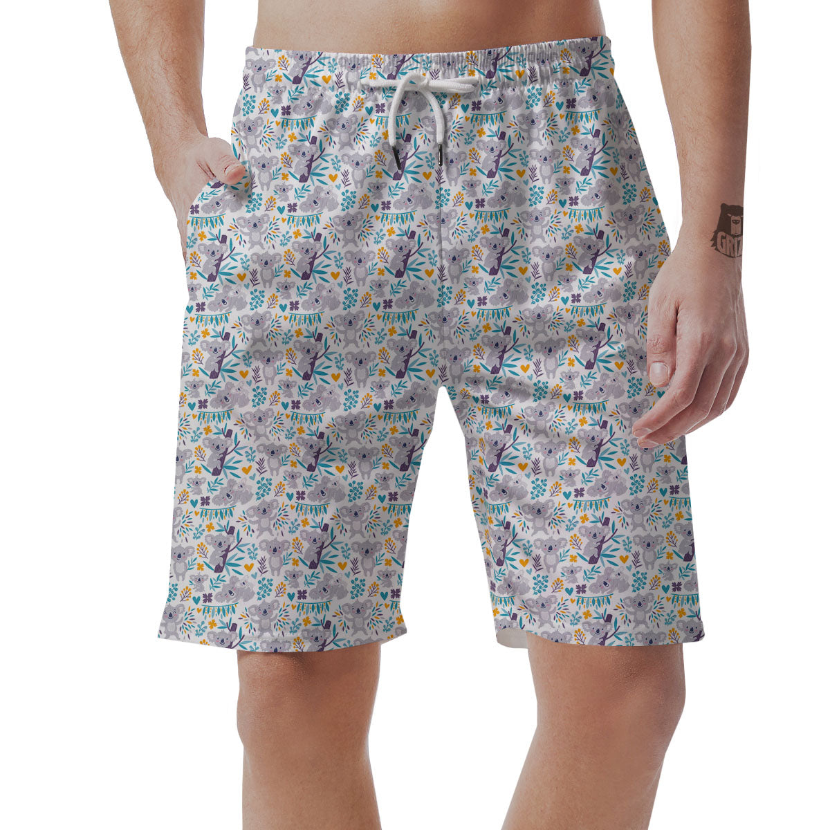 Koala Cartoon Print Pattern Men's Shorts-grizzshop