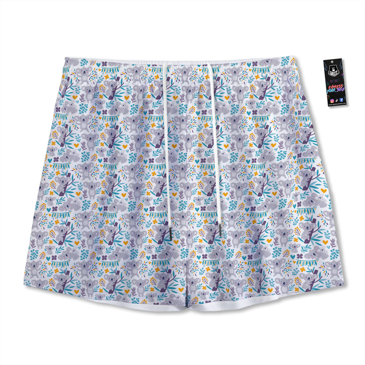 Ice And Fire Sparkle Yin Yang Print Mesh Shorts