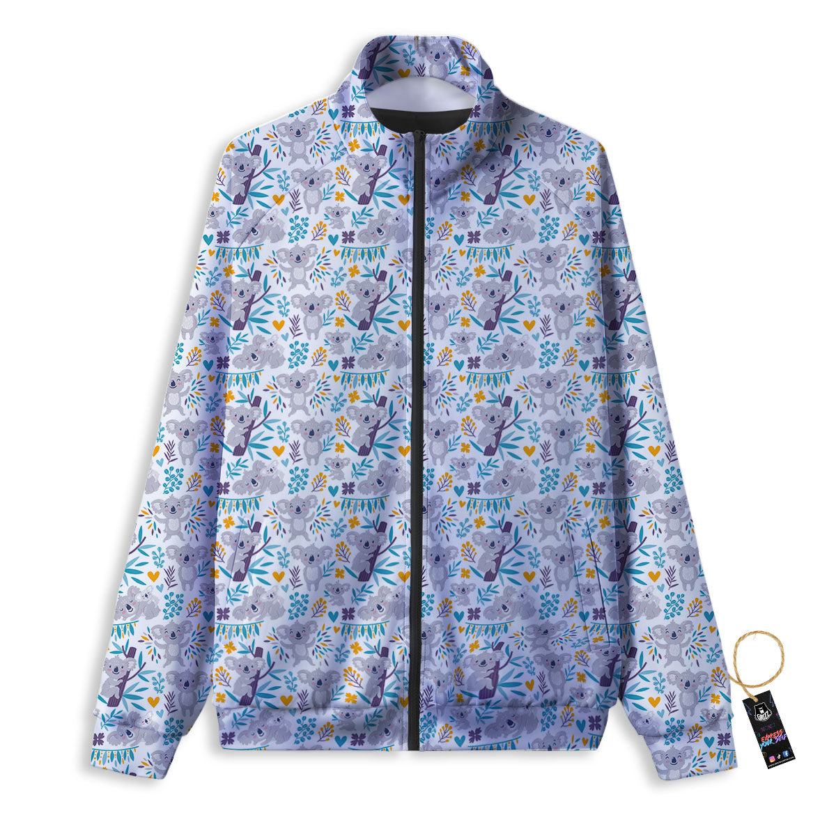 Koala Cartoon Print Pattern Track Jacket-grizzshop