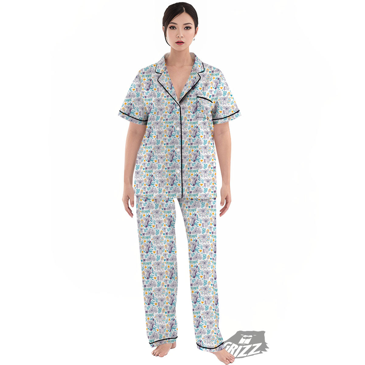 Koala Cartoon Print Pattern Women's Pajamas Set-grizzshop