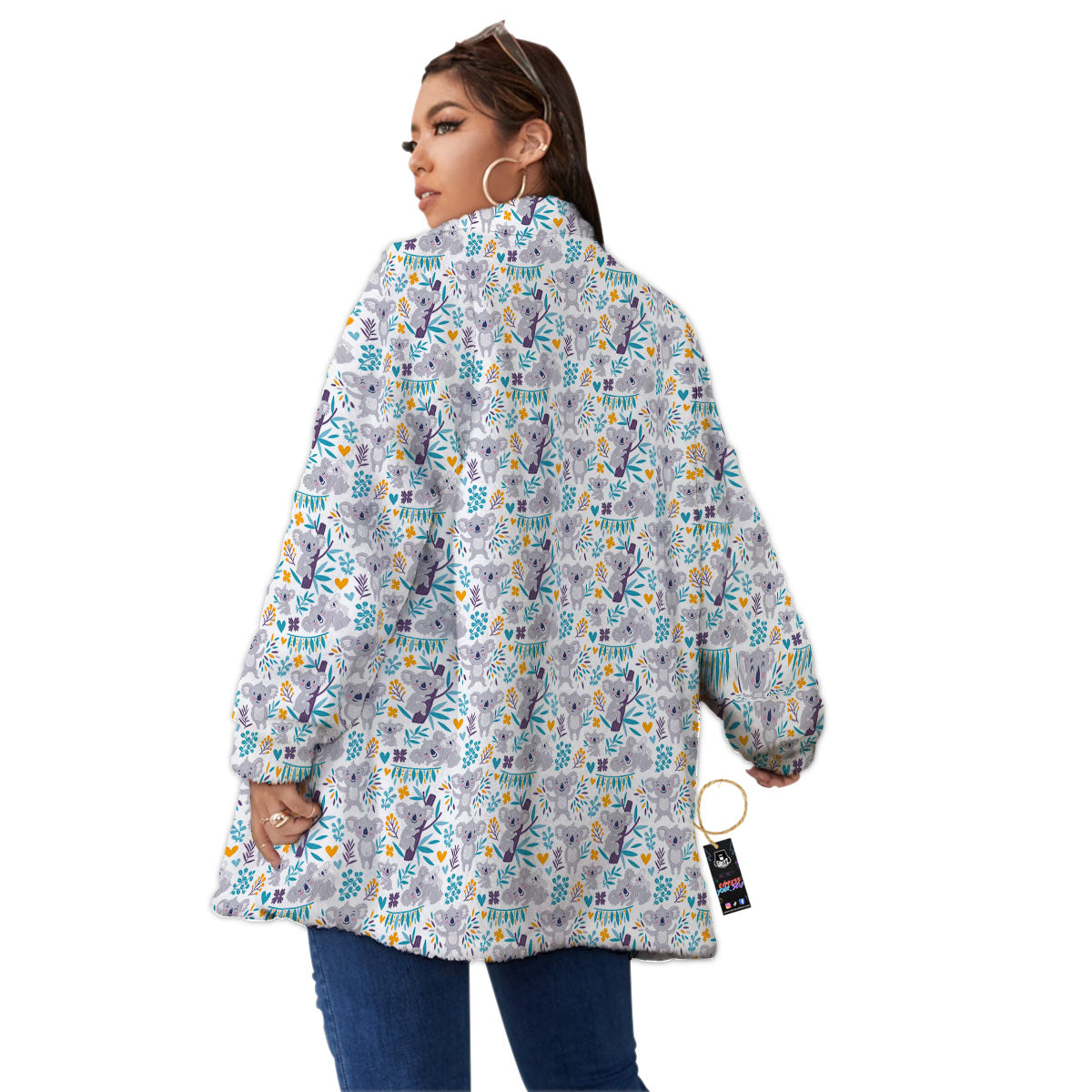 Koala Cartoon Print Pattern Women's Sherpa Jacket-grizzshop