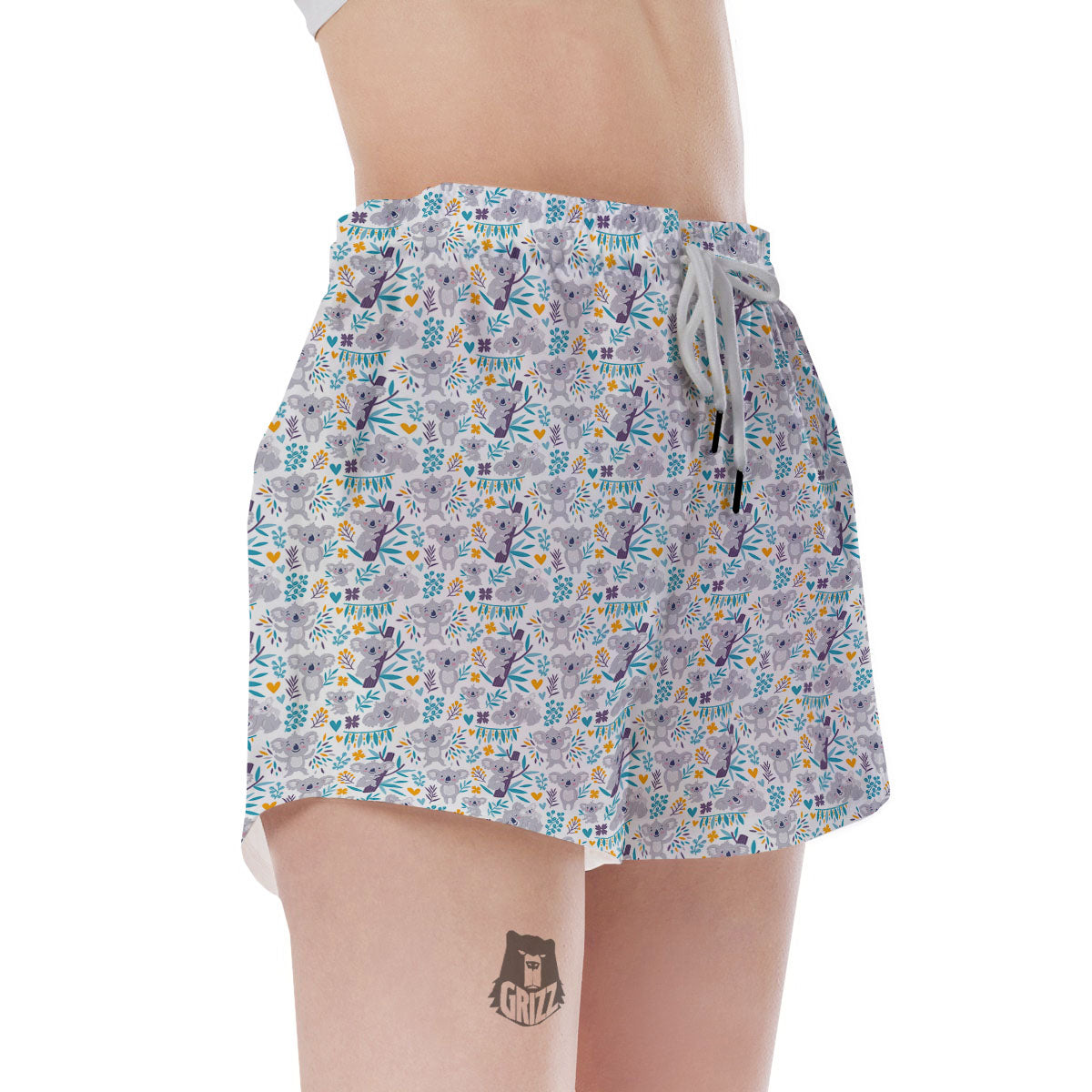 Koala Cartoon Print Pattern Women's Shorts-grizzshop