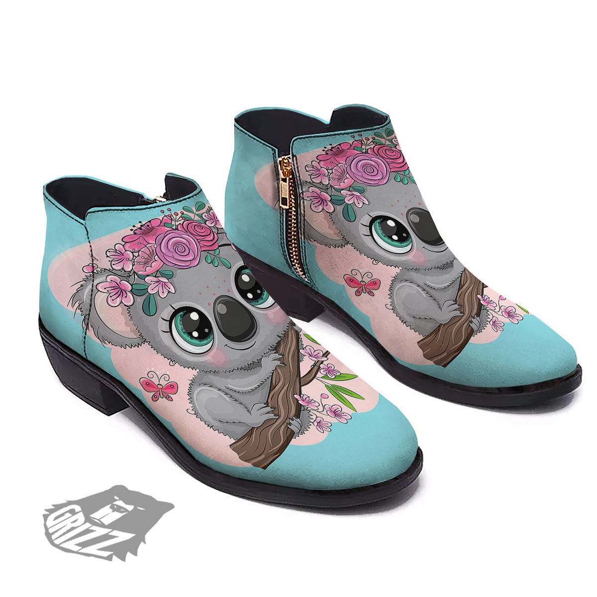 Koala Cute Print Ankle Boots-grizzshop