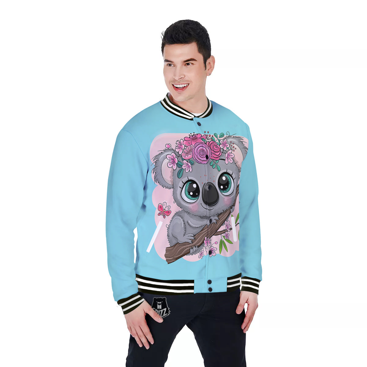 Koala Cute Print Baseball Jacket-grizzshop