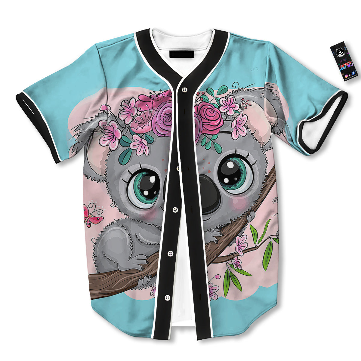 Koala Cute Print Baseball Jersey-grizzshop
