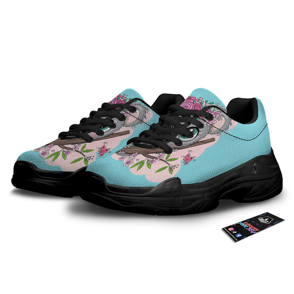 Koala Cute Print Black Chunky Shoes-grizzshop