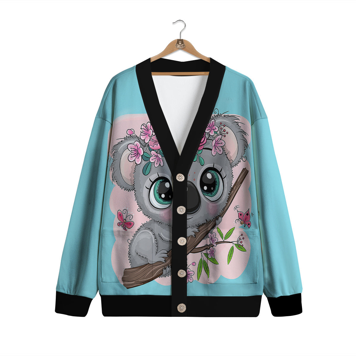 Koala Cute Print Cardigan-grizzshop