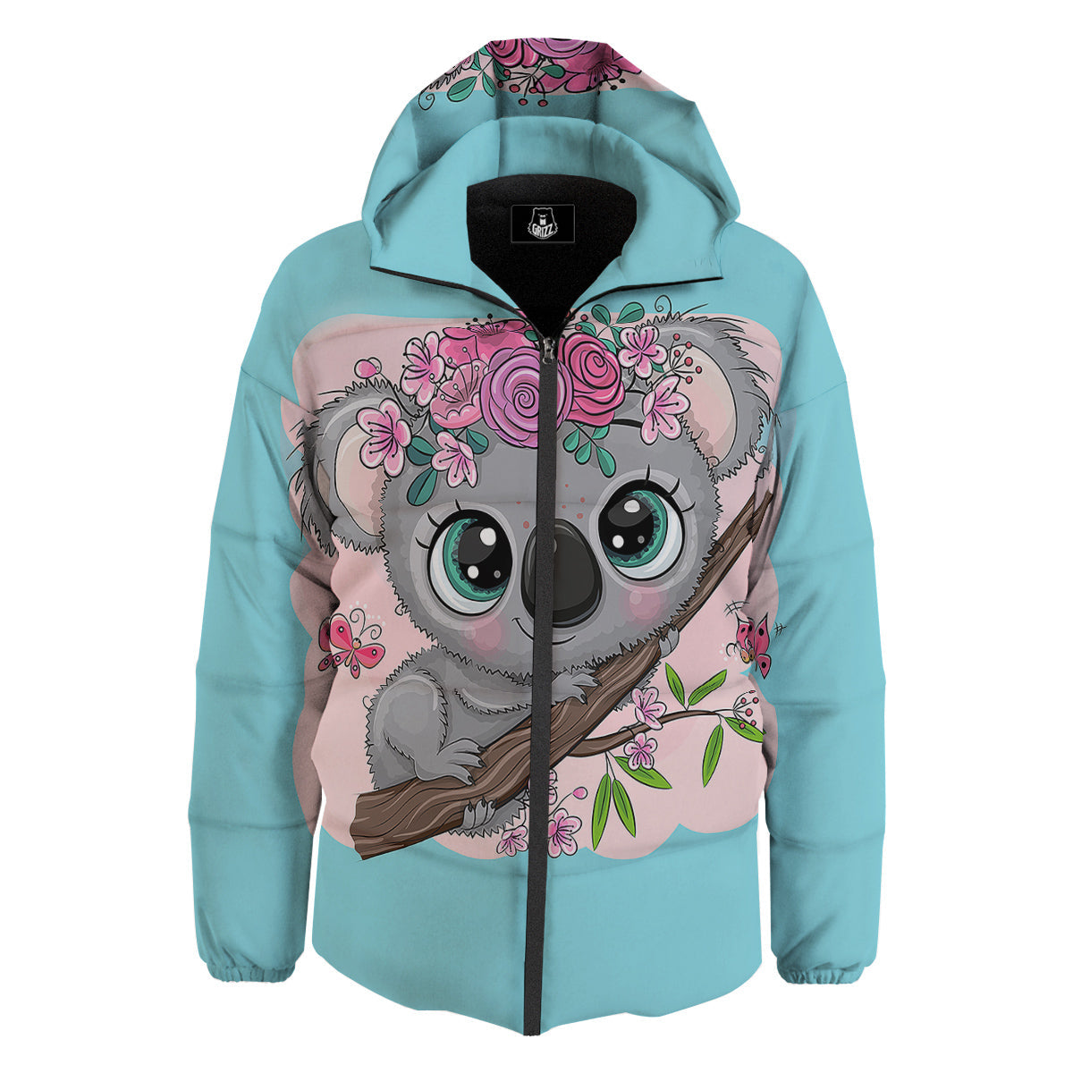 Koala Cute Print Down Jacket-grizzshop