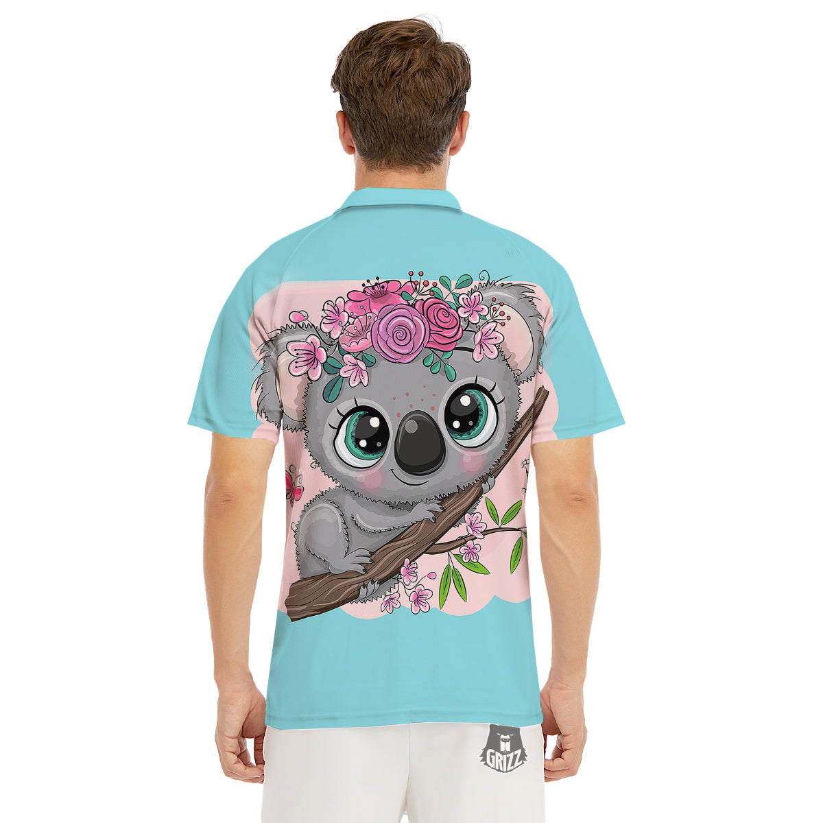 Koala Cute Print Men's Golf Shirts-grizzshop