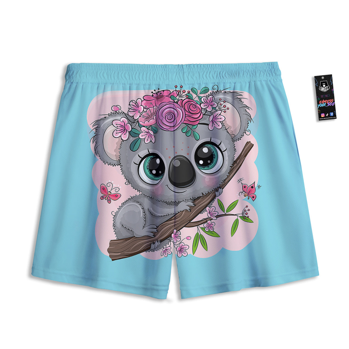 Koala Cute Print Mesh Shorts