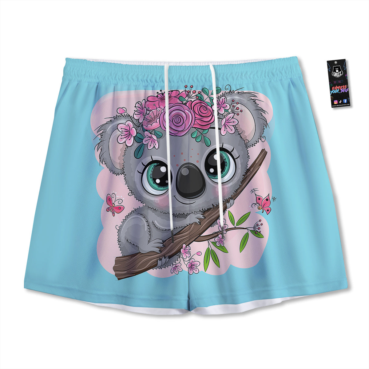 Koala Cute Print Mesh Shorts
