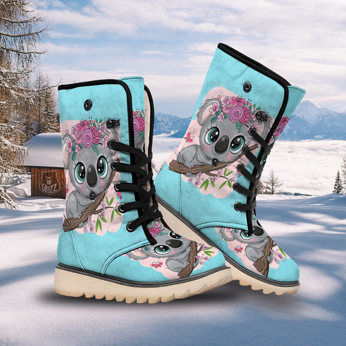 Koala Cute Print Snow Boots-grizzshop