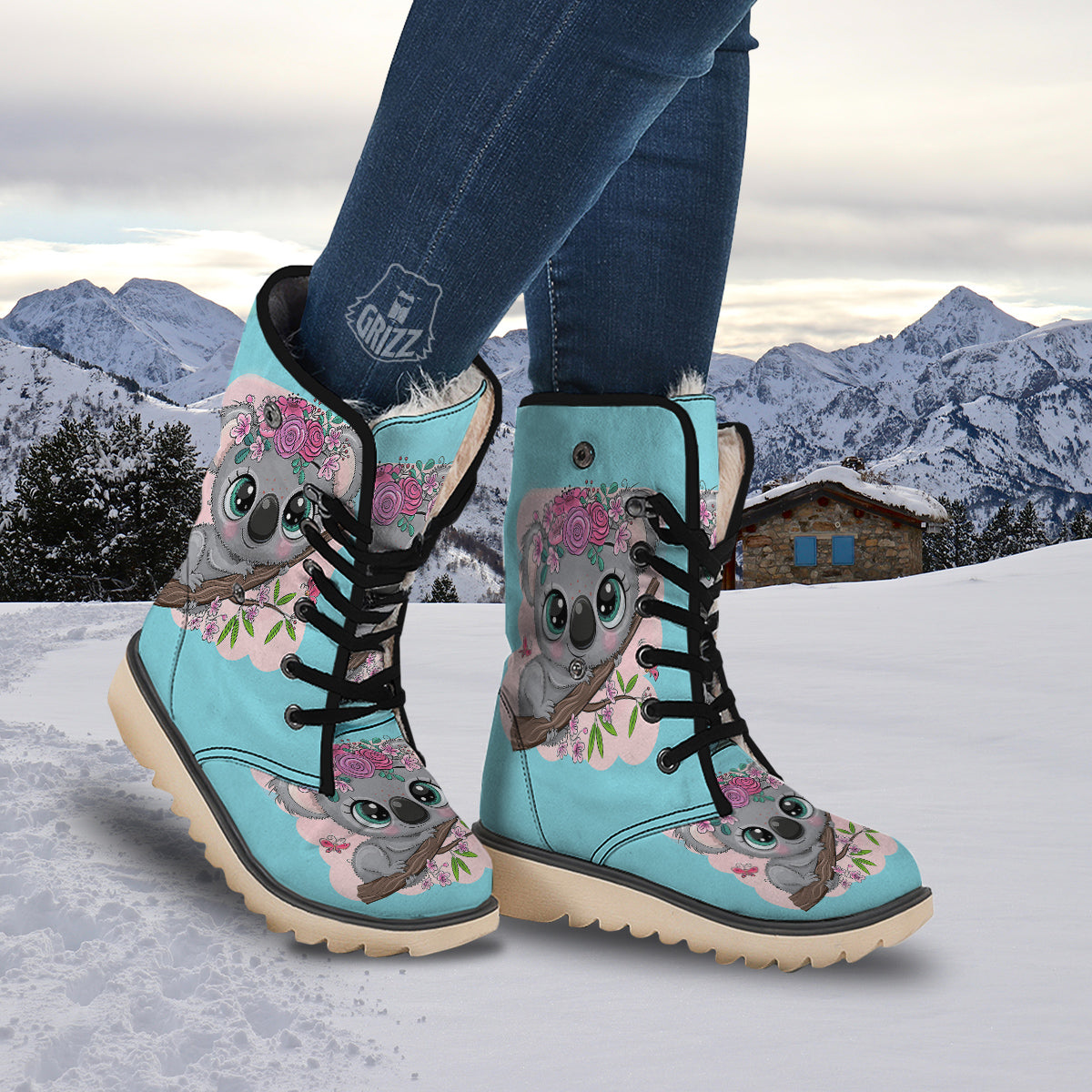 Koala Cute Print Snow Boots-grizzshop