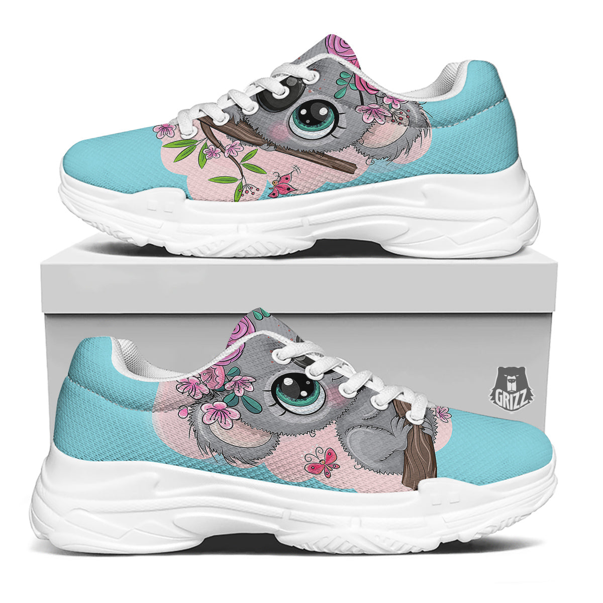 Koala Cute Print White Chunky Shoes-grizzshop