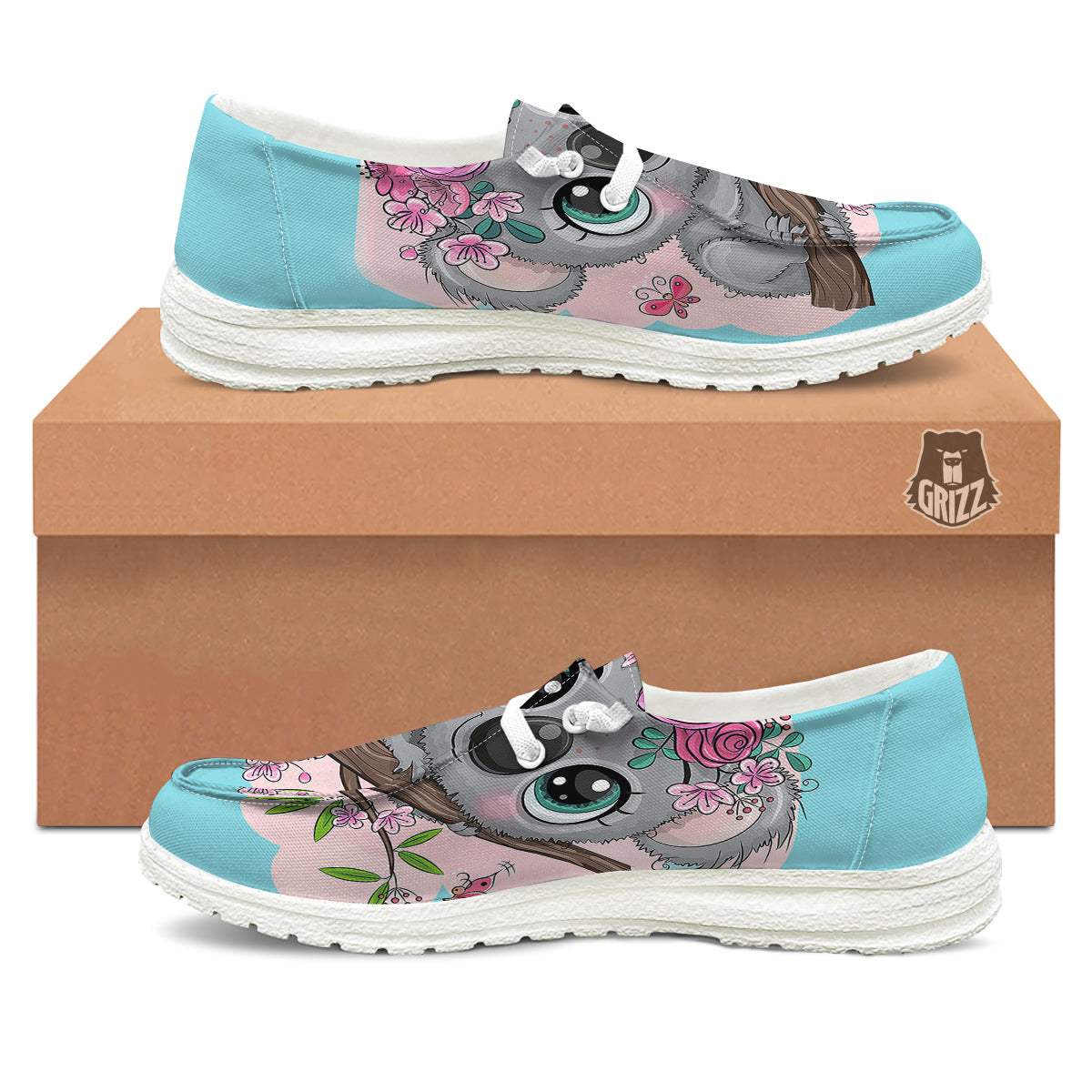 Koala Cute Print White Loafers-grizzshop