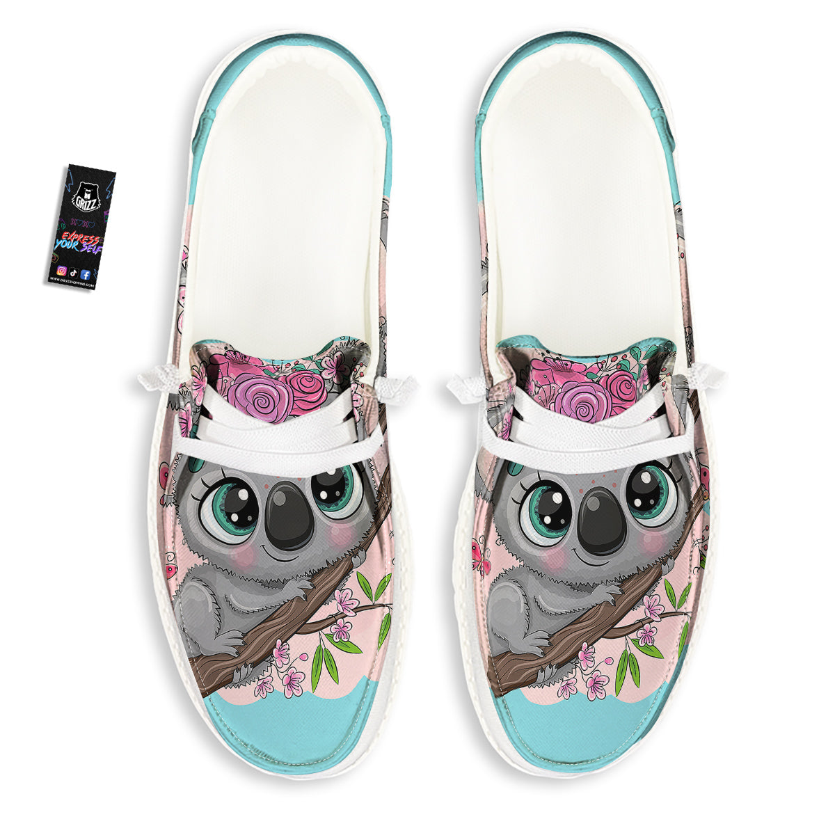 Koala Cute Print White Loafers-grizzshop