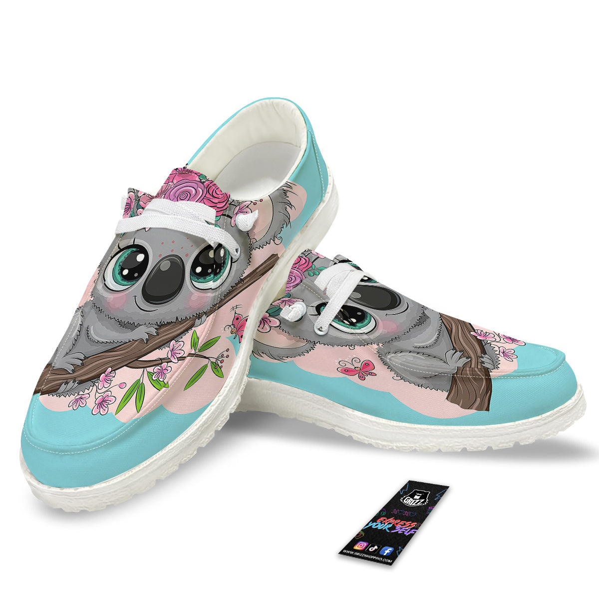 Koala Cute Print White Loafers-grizzshop