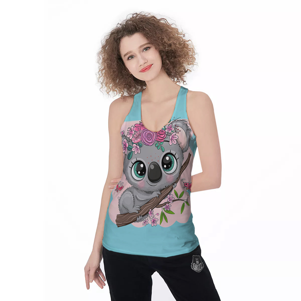 Koala Cute Print Women's Racerback Tank Top-grizzshop