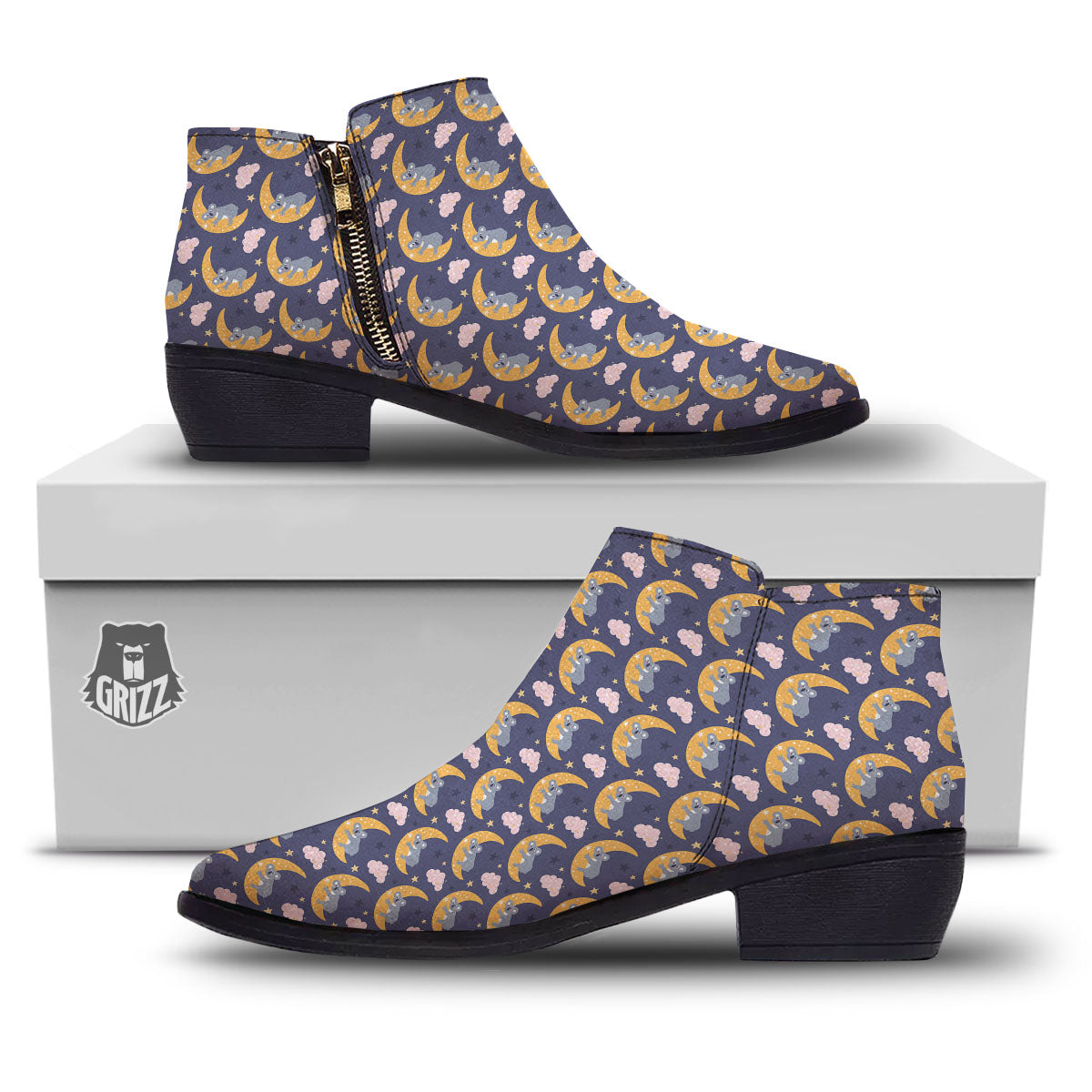 Koala Good Night Print Pattern Ankle Boots-grizzshop