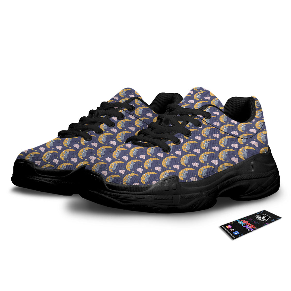 Koala Good Night Print Pattern Black Chunky Shoes-grizzshop