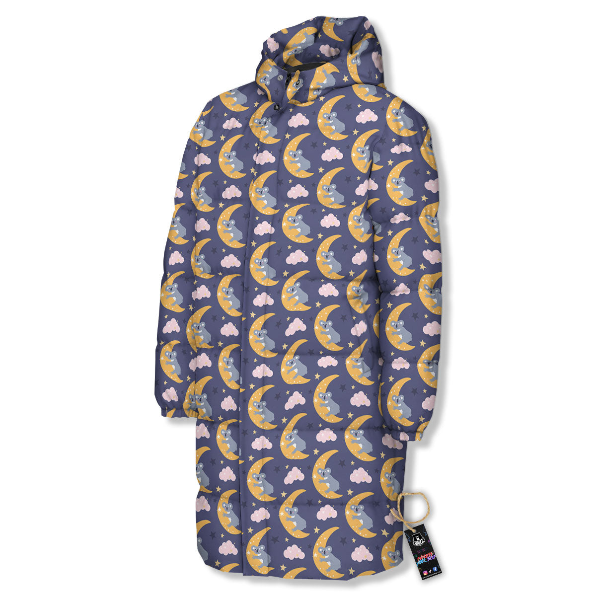 Koala Good Night Print Pattern Long Down Jacket-grizzshop