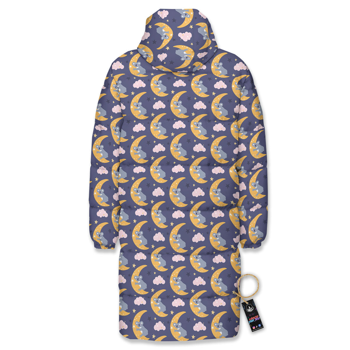 Koala Good Night Print Pattern Long Down Jacket-grizzshop