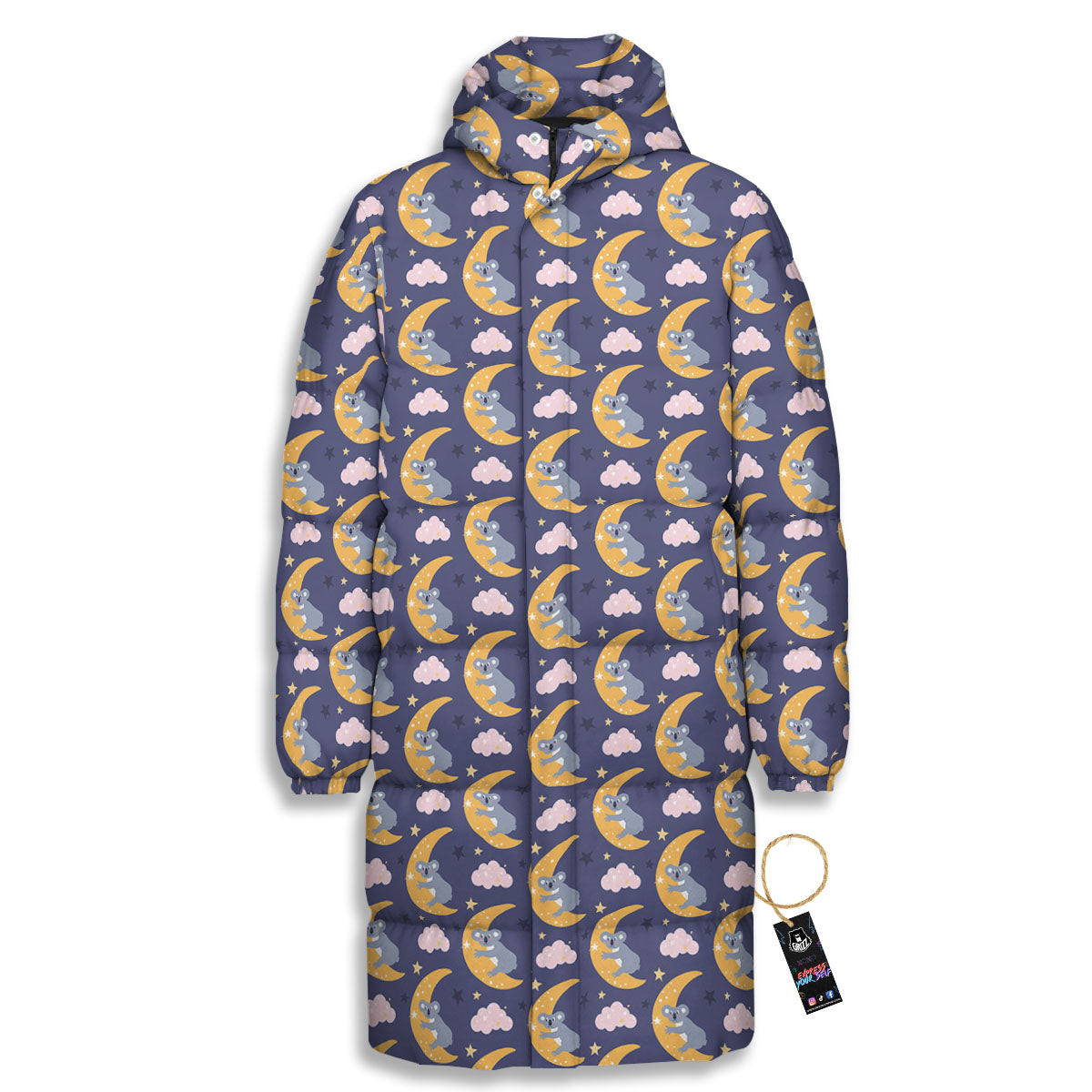 Koala Good Night Print Pattern Long Down Jacket-grizzshop