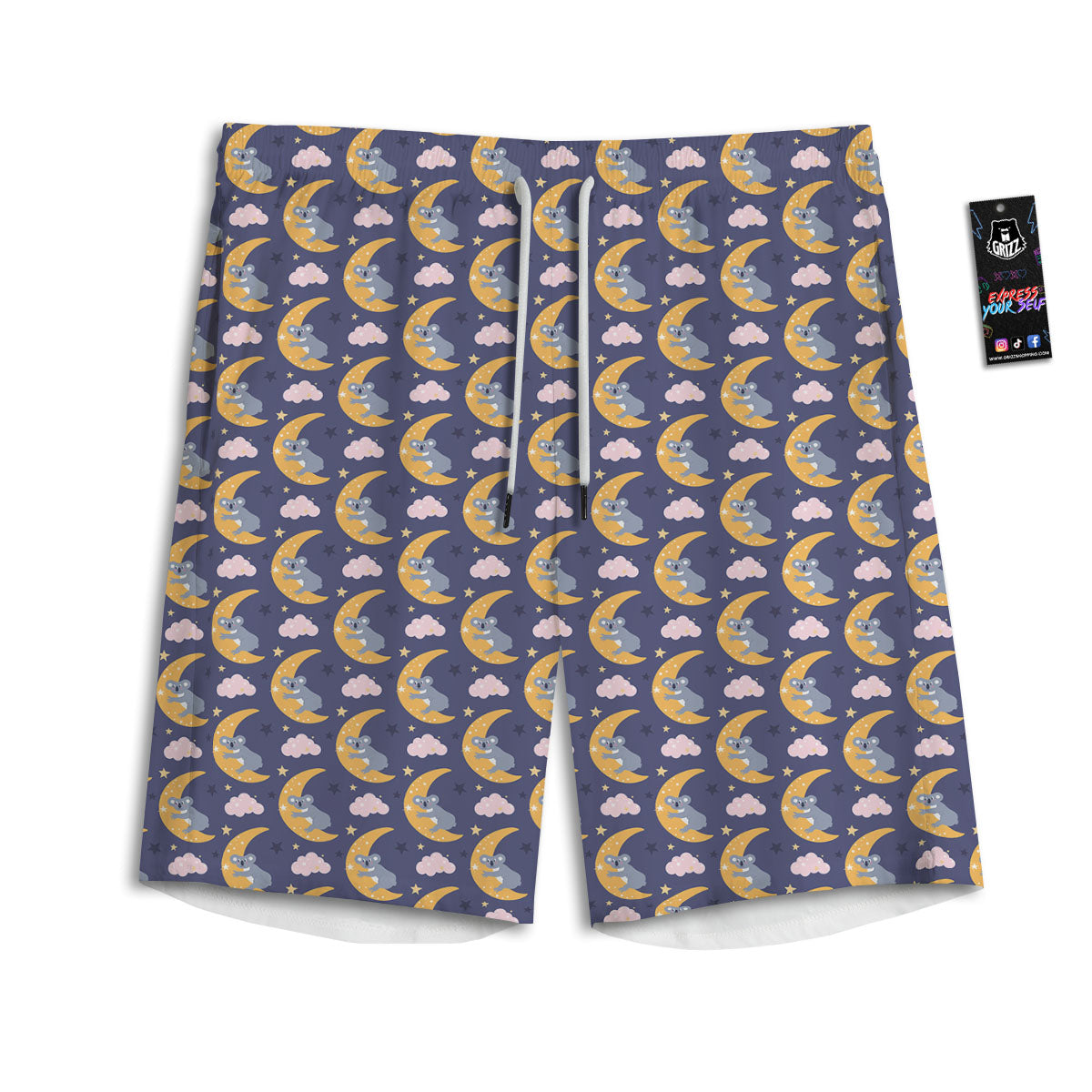 Mask Japanese Fox Print Men's Athletic Shorts