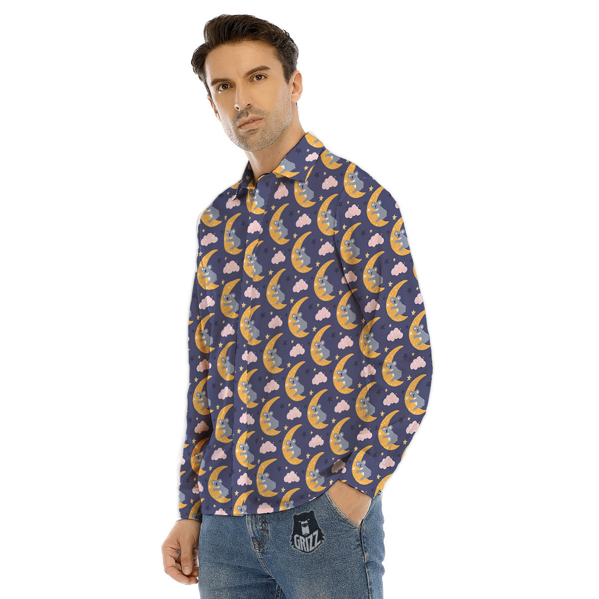Koala Good Night Print Pattern Men's Dress Shirts-grizzshop