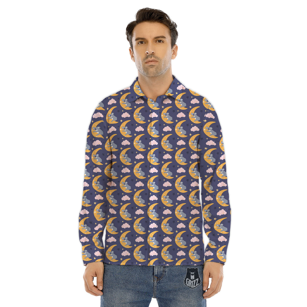 Koala Good Night Print Pattern Men's Dress Shirts-grizzshop