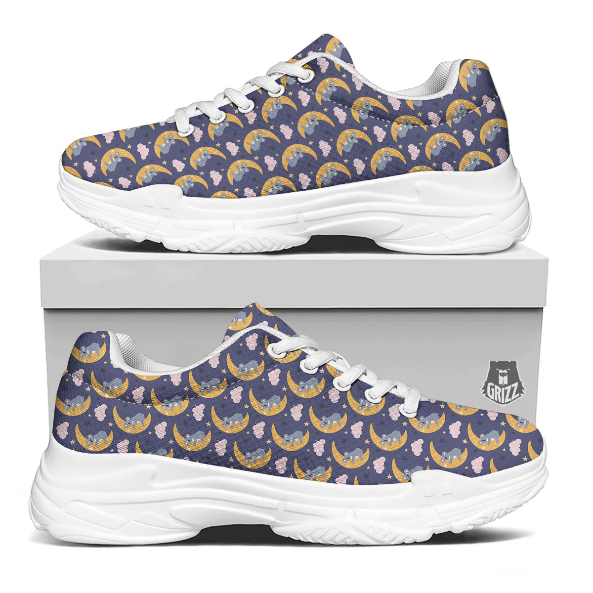 Koala Good Night Print Pattern White Chunky Shoes-grizzshop