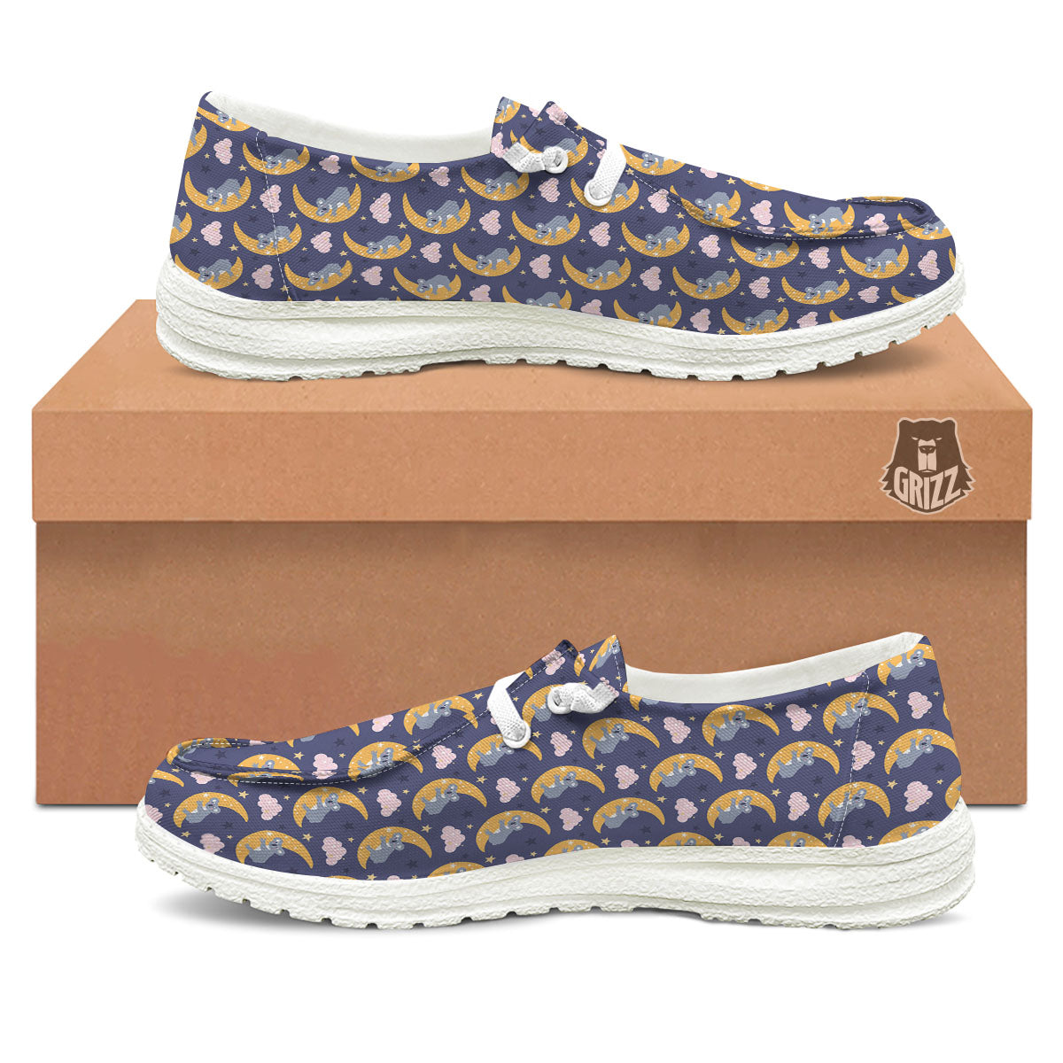 Koala Good Night Print Pattern White Loafers-grizzshop
