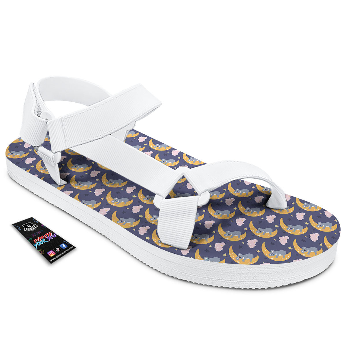 Koala Good Night Print Pattern White Open Toe Sandals-grizzshop