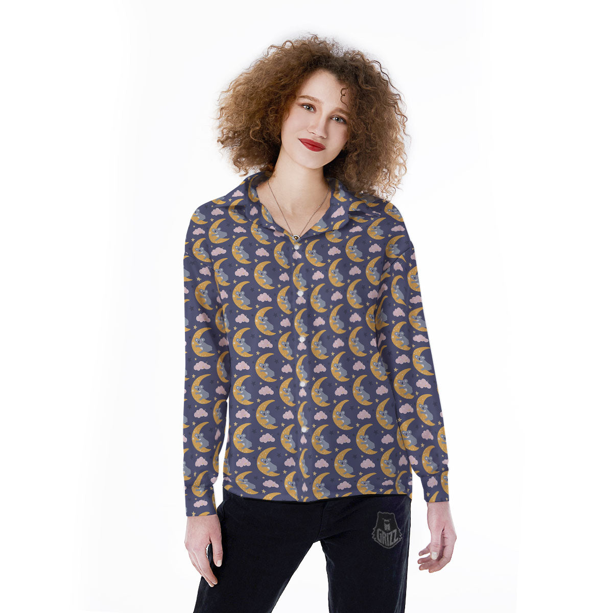 Koala Good Night Print Pattern Women's Long Sleeve Shirts-grizzshop