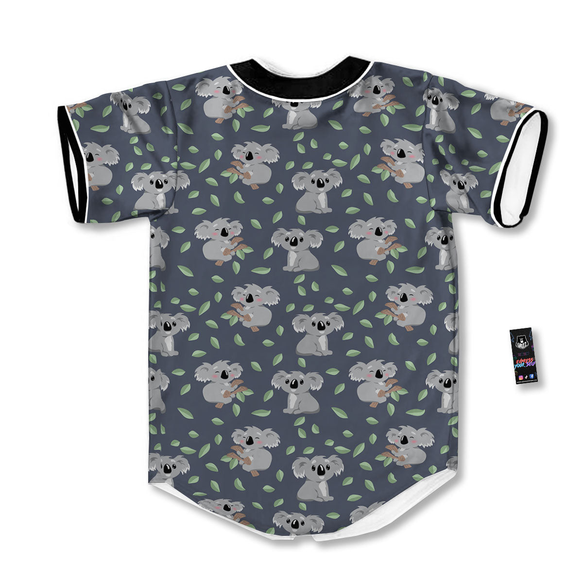 Koala Grey Print Pattern Baseball Jersey-grizzshop