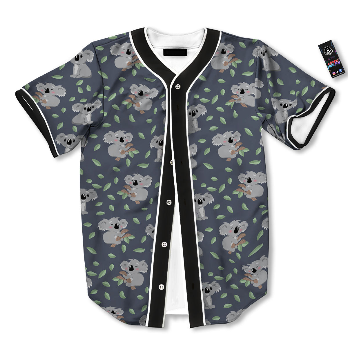 Koala Grey Print Pattern Baseball Jersey-grizzshop