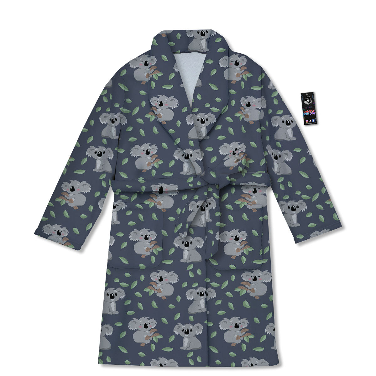 Koala Grey Print Pattern Bathrobe-grizzshop