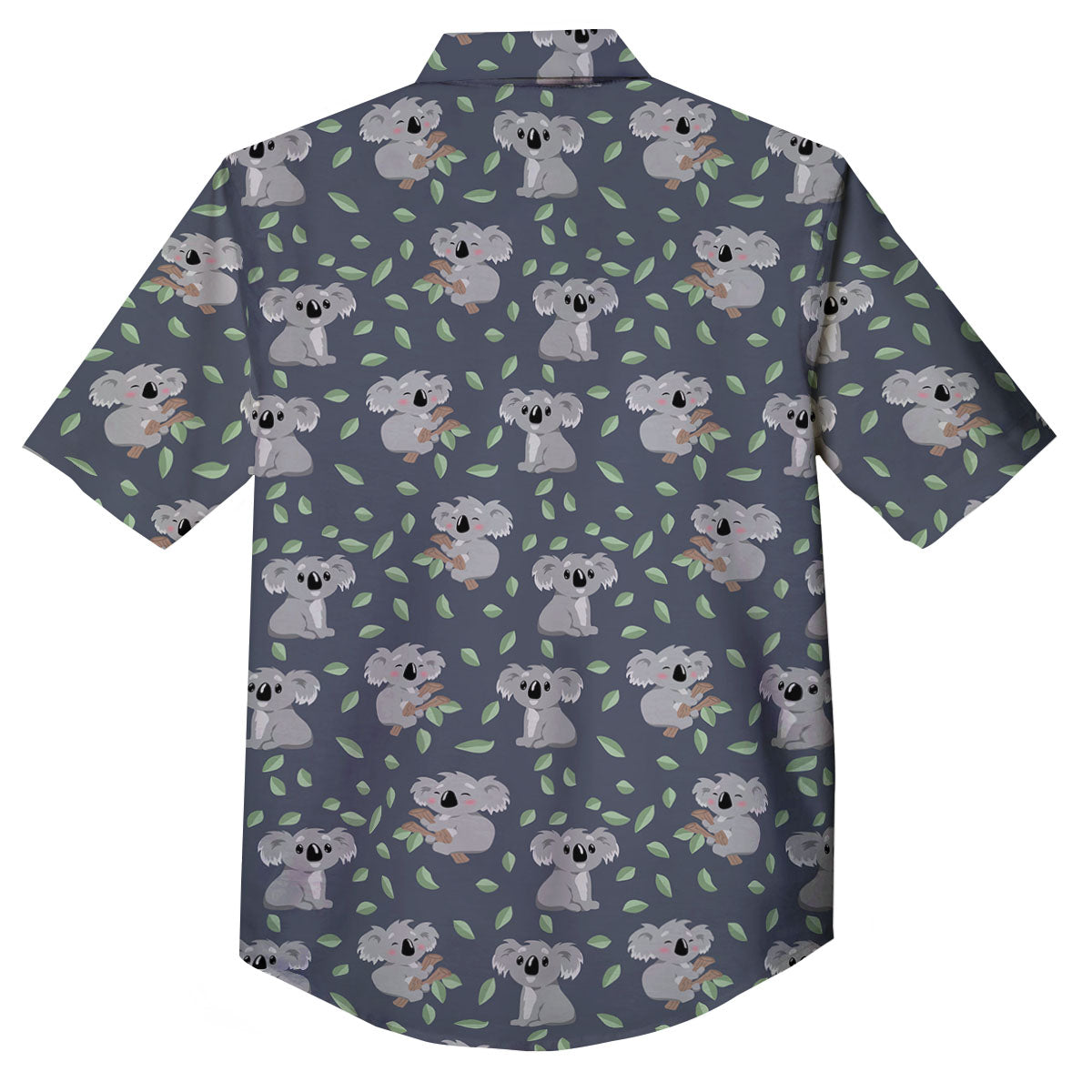 Koala Grey Print Pattern Button Up Shirt-grizzshop