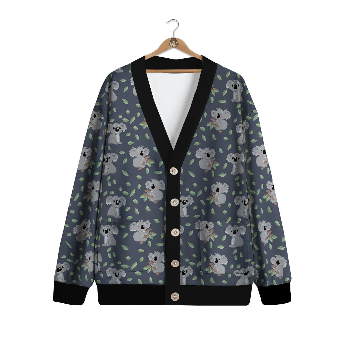 Koala Grey Print Pattern Cardigan-grizzshop