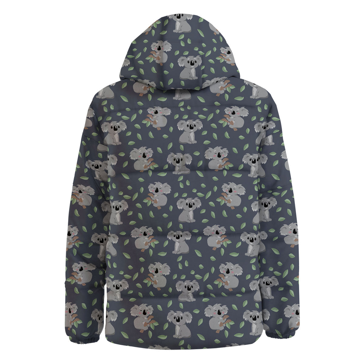 Koala Grey Print Pattern Down Jacket-grizzshop