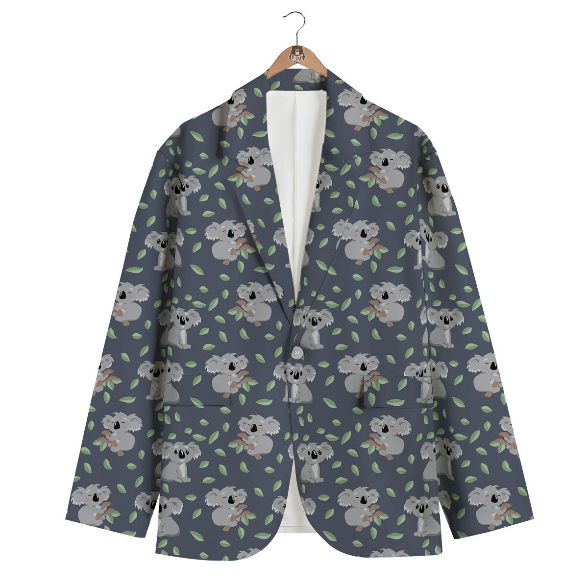 Koala Grey Print Pattern Men's Blazer-grizzshop